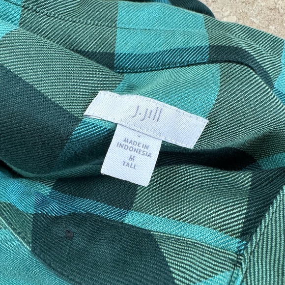 J.Jill Green Plaid ShirtDress, Size Medium Tall - Picture 11 of 15
